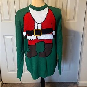 H &M Divided Santa Claus Ugly Christmas Sweater Holiday Crewneck Men's Small